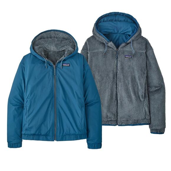 PATAGONIA Blue/Gray Full Zip Reversible Cambria Hooded Jacket Women's Large - Picture 1 of 7